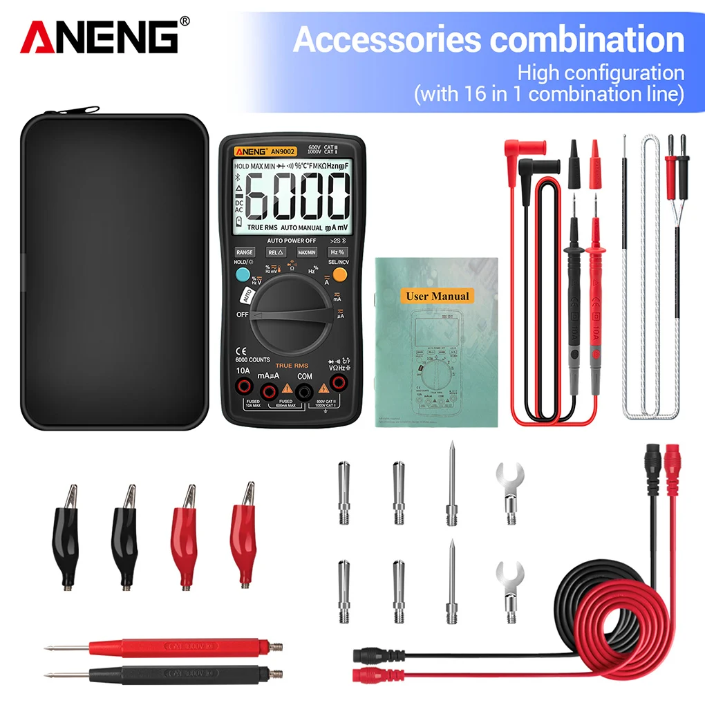 

ANENG-AN9002 6000 Counts Multimeter LCD Auto-ranging Tester Frequency Detector Portable Electrical Professional Meter