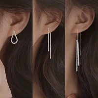 new silver colour sparkling ear line long tassel earrings beautiful exquisite earrings temperament jewelry women banquet party