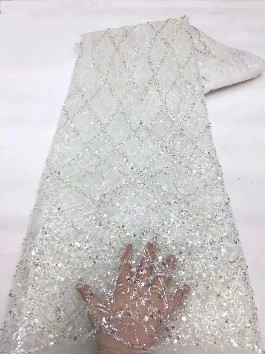 

Роскошные кружевные ткани для невесты с вышивкой ручной работы, блестки в африканском стиле, французские сетчатые кружевные материалы для ...