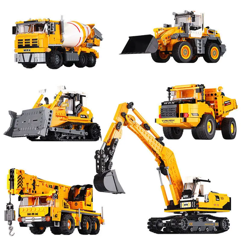 

Engineering Truck Tech Building Block City Construction Toy For Children Boy Adults Excavator Bulldozer Crane Car Brick