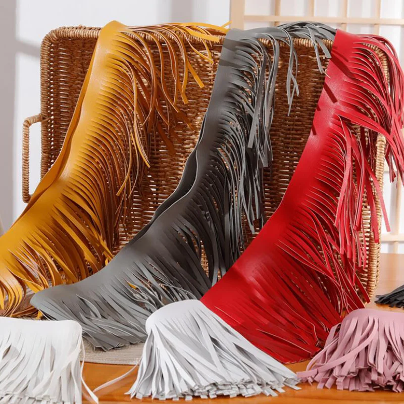 

3M 20/25/30cm PU Leather Tassel Fringe Trim Lace Ribbon For Handbag Garment Dresses Decoration DIY Sewing Accessories