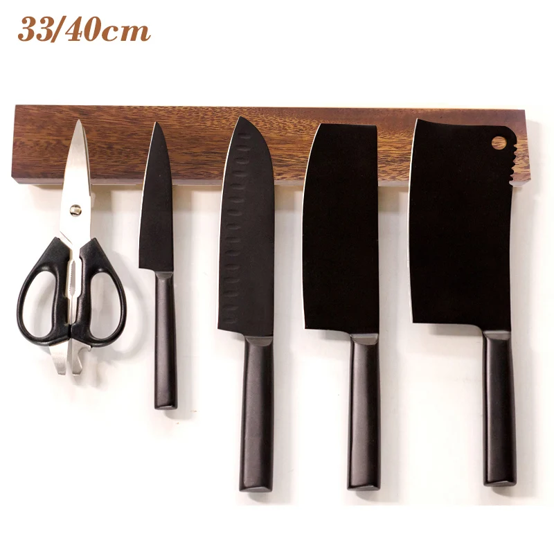 

Magnetic Knife Holder Wood Wall Mount Magnet Strip Bar Chef Kitchen Knife Rack Organizer Slicing Meat Cleaver Knives Block Stand