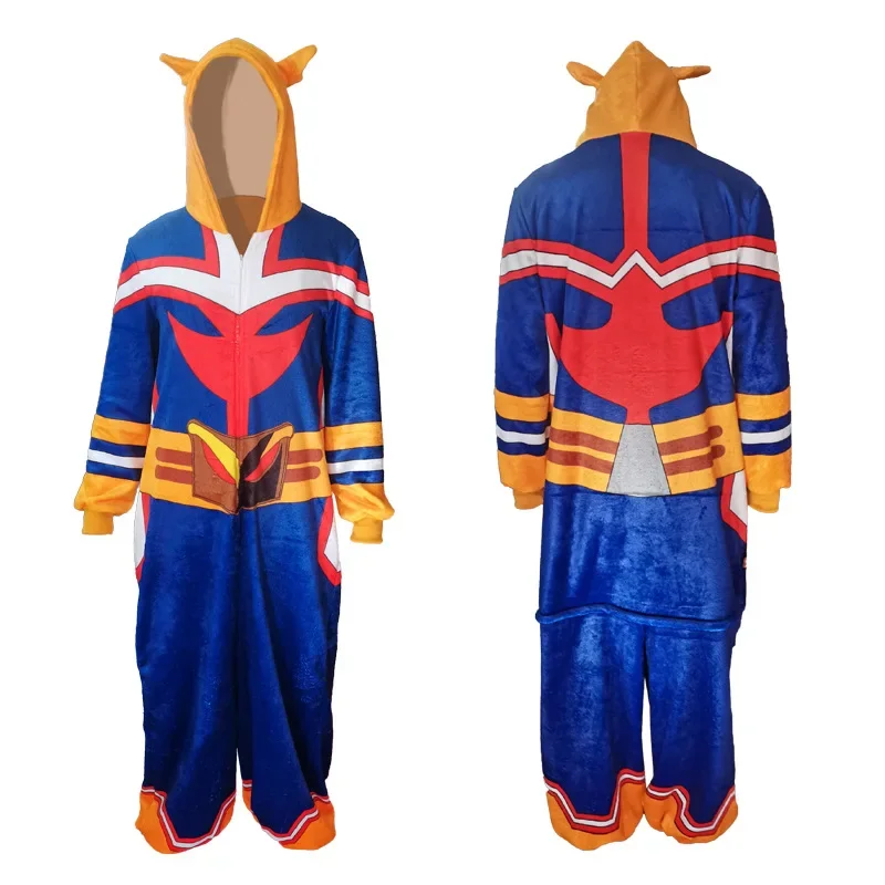 

Adult Unisex Cartoon Pajamas Anime My Hero Academia All Might Cosplay Bathrobe Flannel Jumpsuit