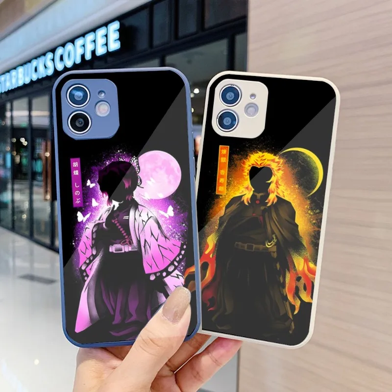 

Ghost Slayer Phone Case For IPhone 14 13 12 11 Pro Max X XR XS 8 7 Plus Liquid Glass Color Phone Cover