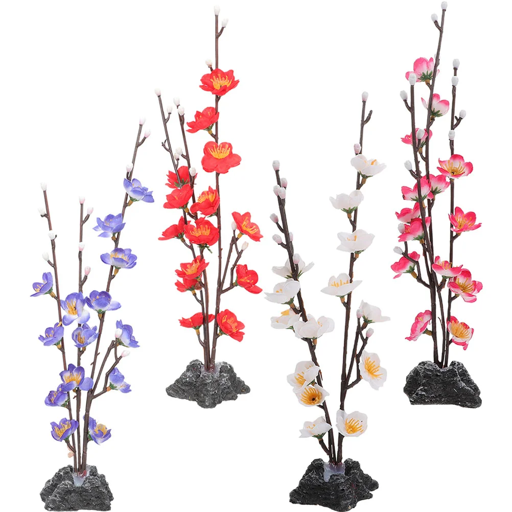 

4 Pcs Botanical Decor Zen Garden Flower Plastic Flower Sashimi Artificial Flower Cloth Small Sushi Flower