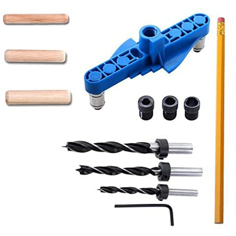 

Dowel Jig With Center Scriber Line Offset Systerm For Woodworking Drill Guide Tool