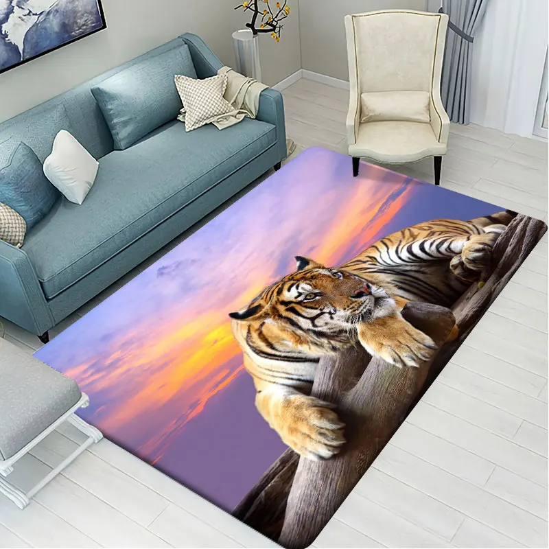 

Tiger Pattern Flannel Carpet Living Room Area Rug Children Play Mat Gaming Bedside Bedroom Kitchen Rug Alfombras Tapetes