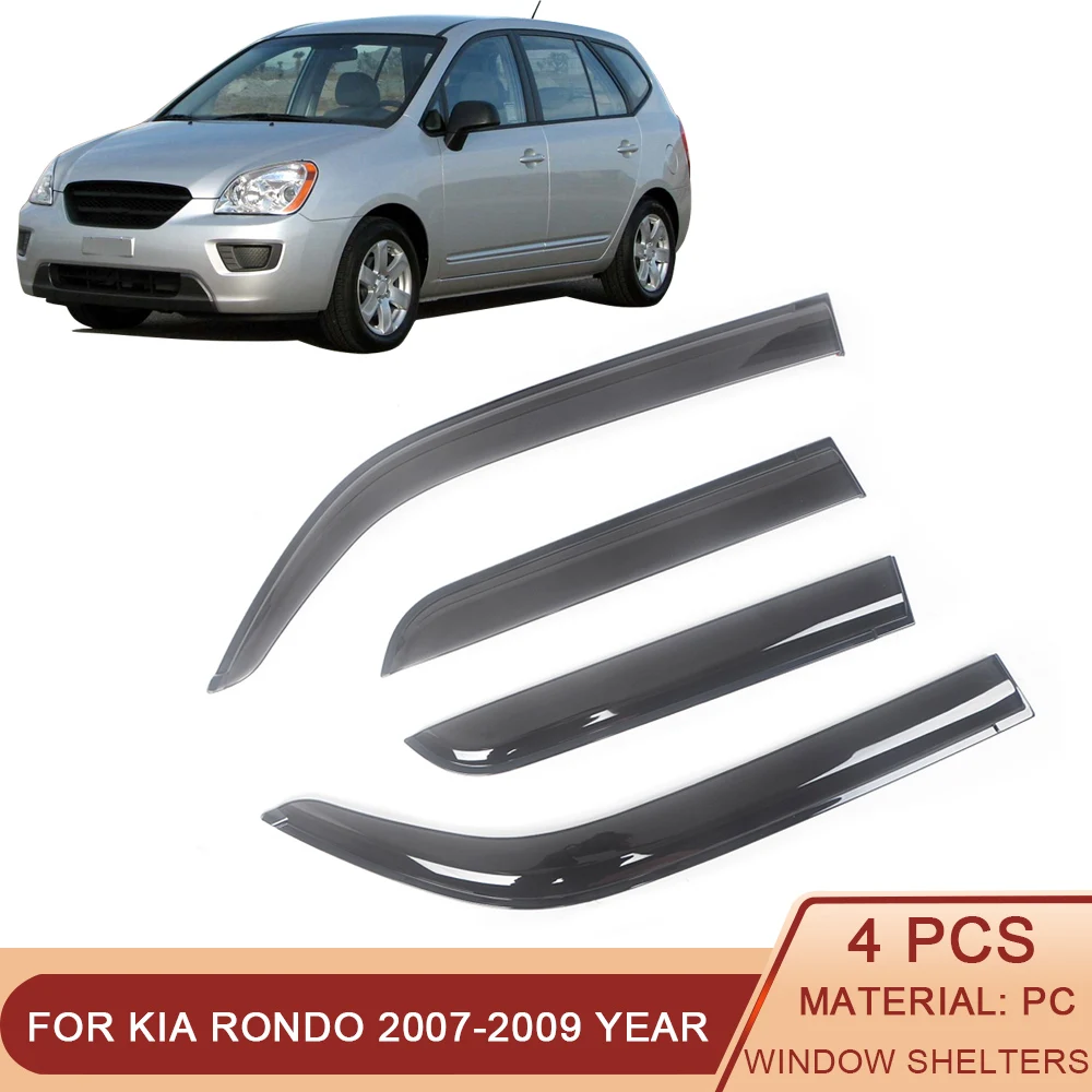 

For Kia Rondo 2007-2009 Car Side Window Visor Sun Rain Guard Shade Shield Shelter Protector Cover Trim Frame Sticker Accessories