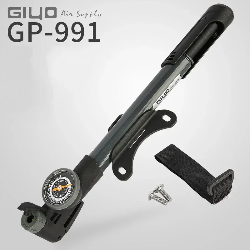 Фото GIYO GP-991 Велосипедный портативный насос EIEIO 120psi Мини-надувной насос высокого давления с манометром Presta/Schrader Valve Аксессуары для велосипеда №1