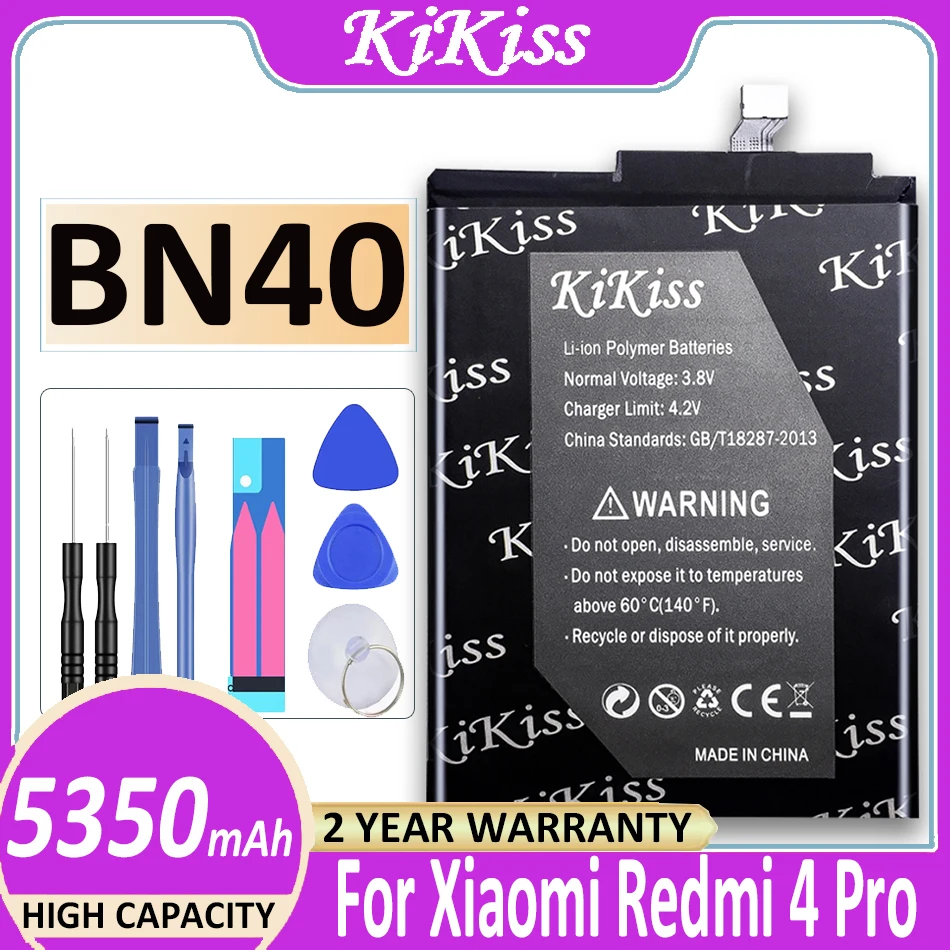 

Original KiKiss BN40 Battery For Xiaomi Redmi 4 Pro 4Pro Redmi4 Pro MPrime 3G RAM 32G ROM 5350mAh Replacement Batteries