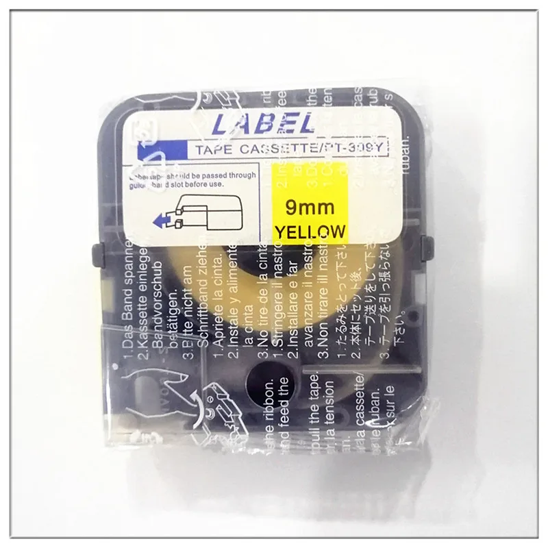 

10pk cassette label tapes pt-309y yellow 9mmX8m ink ribbon for max letatwin Electronic Lettering Machine lm-380e,lm-390a/pc