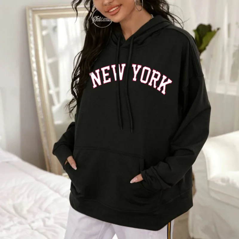 

2022 Women Hoodies Winter NEW YORK Printing Long Sleeve Hoodie Classic Unisex Hooded Sweatshirt Autumn Y2k Clothes Tops Female