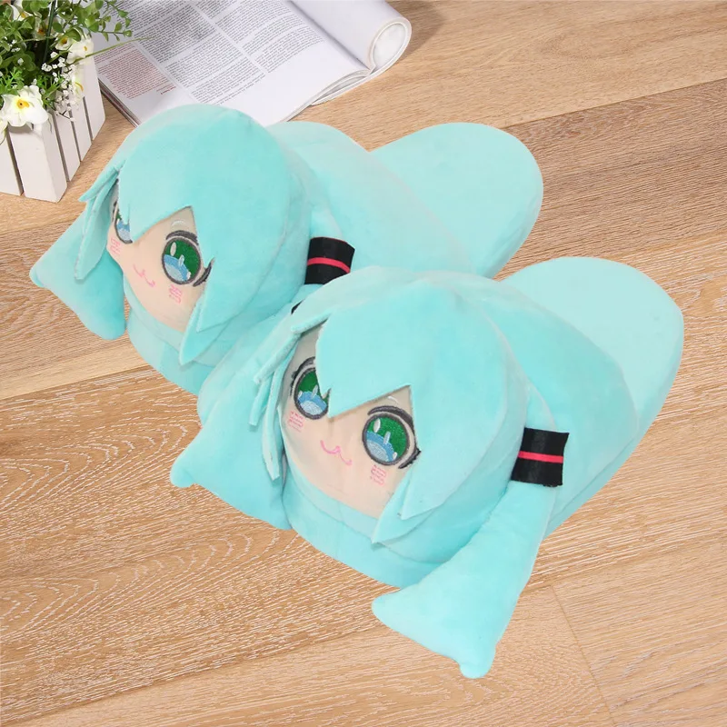 

Тапки унисекс, для косплея в стиле аниме, Hatsune Miku, зимние, теплые