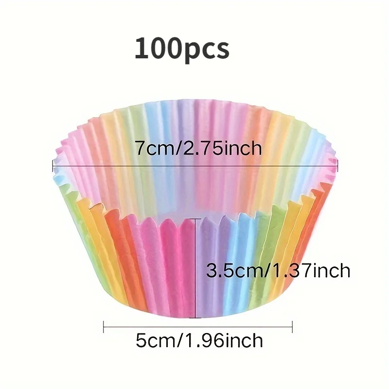 

1 упаковка (около 100 шт.) Радужные вкладыши для кексов, одноразовые формы для выпечки кексов, точечный дизайн, красочные кухонные аксессуары, инструменты