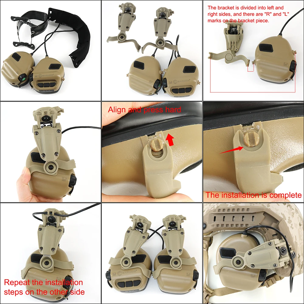 Tactical Helmet ARC Rail Adapter Headphone bracket Accessories Only Compatible with  EARMOR M31 / M31H Tactical Civilian Headset