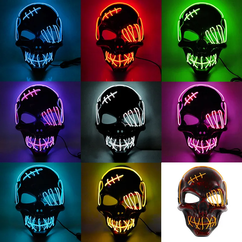 

Hot Halloween Mask LED Lminous Mask Scar One-eyed Pirate Mask With Blood Scary Cold Light