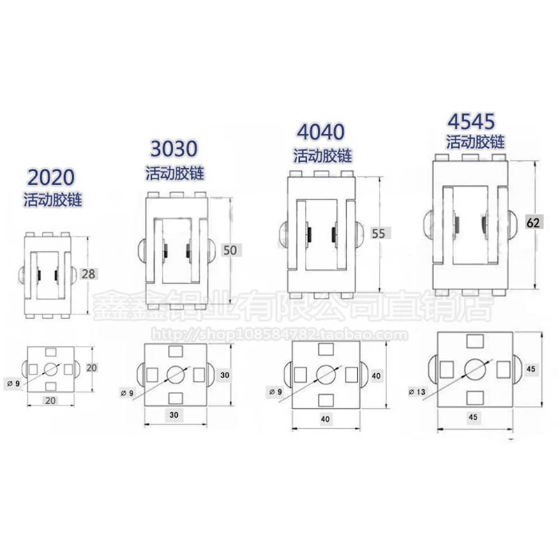 2020/3030/4040/4545 Живая петля из цинкового сплава Фитинги алюминиевого профиля