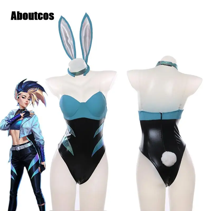 

Akali Cosplay Costume LOL KDA Akali Sexy Bunny Girl Halloween Costumes Cute Rabbit Ears Jumpsuit Cool Sweet Girl New Set