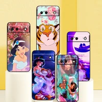 aladdin princess jasmine phone case for google pixel 7 6 pro 6a 5a 5 4 4a xl 5g black shell soft cover fundas coque capa