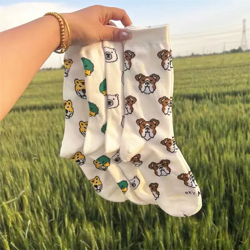 

Носки мужские/женские из чистого хлопка, модные спортивные с принтом человека, утки, тигра, собаки, среднего размера, с мультяшными животным...