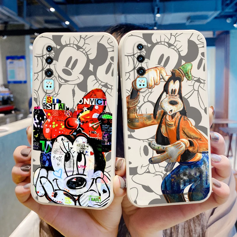 

Disney mickey minnie mouse Phone Case For Huawei Y9S Y9A Y9 Y6 Nova Y70 9 8 P50 P40 P30 P20 Pro Lite E 5G Liquid Rope