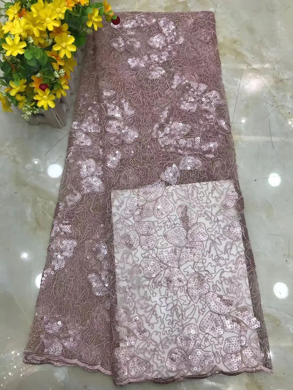 Африканская Нигерия кружевная ткань блестки костяная веревка вышивка сетка тюль