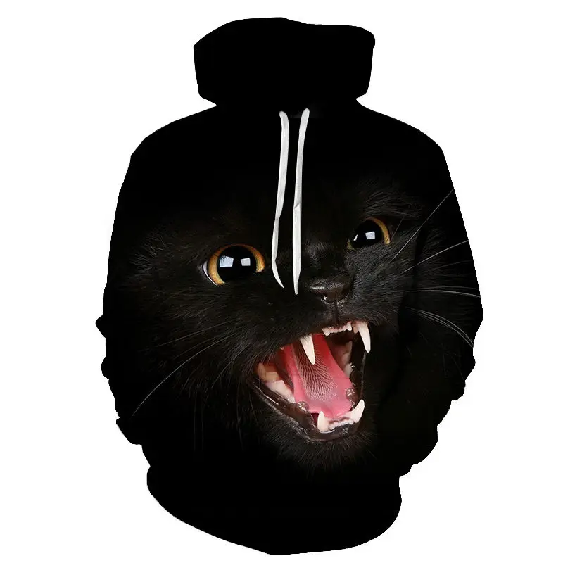 Black Cat Lovely Cartoon Casual hoodie 3D Men Women Printed Sweatshirt Funny Pullover Harajuku Hip Hop Streetwear Tops Hoodies