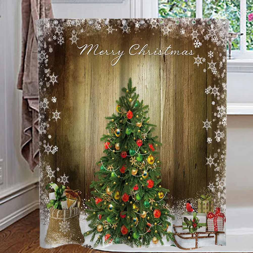 

1PC Christmas Curtain Cloth Xmas Tree 3D Mildewproof Bathroom Decor