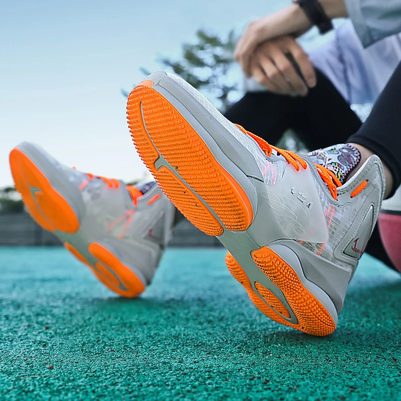 Basketball Shoes Men's Street Basketball Cushioning Non-slip Sports Shoes Men's Mesh Breathable Training Basketball Shoes 34-46#