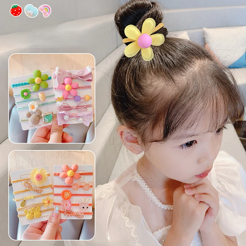 

5 шт./компл. детские милые эластичные резинки для волос с цветочным бантом из мультфильма милые резинки для девочек резинки для волос Детски...