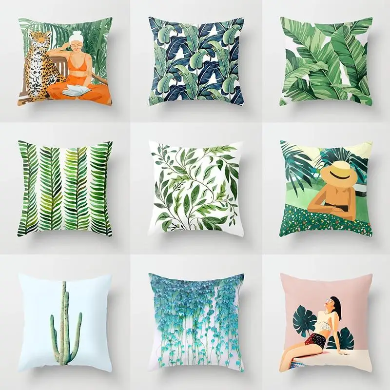 

Home Sofa Chair Decor Pillowcase Tropical Leaf Pillowcase Girls Tiger Leaf Cushion Cover