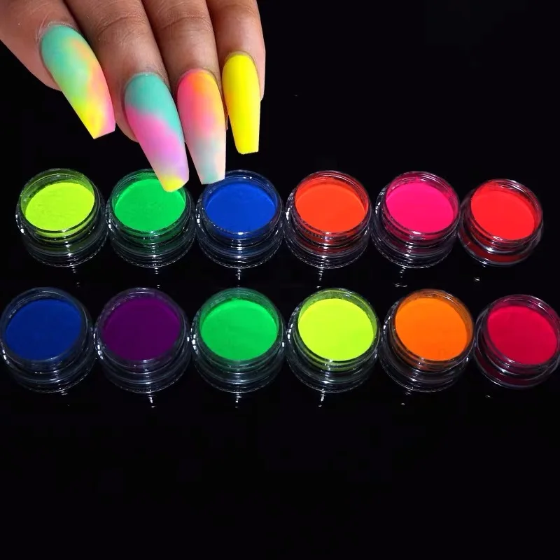 

6 colors Mix/set Neon Nail PowderFluorescent Nail Glitter Eye Powder Eyeshadow Nail Art Decoration Makeup Shining Eye Shadow