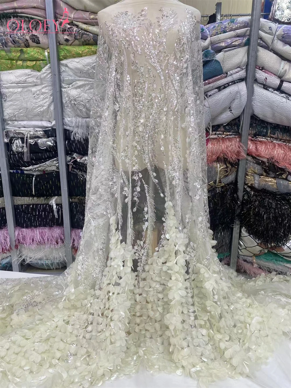 Высококачественная африканская нигерийская элегантная 3D вышитая ткань 2024