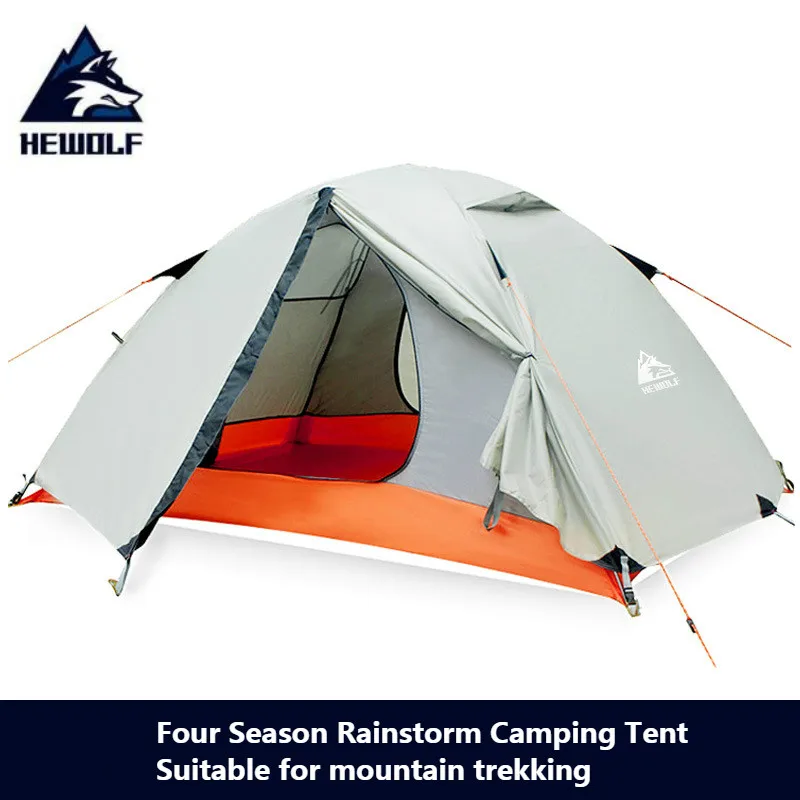 

Hewolf 2person wild camping outdoor double-layer double tent 4-person mountaineering beach equipment four seasons rainstorm tent