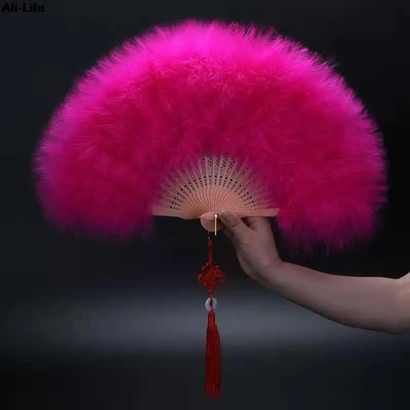 

Feather Folding Fan Japanese Sweet Fairy Girl Dark Gothic Court Dance Hand Fan Art Craft Gift Wedding Party Decoration