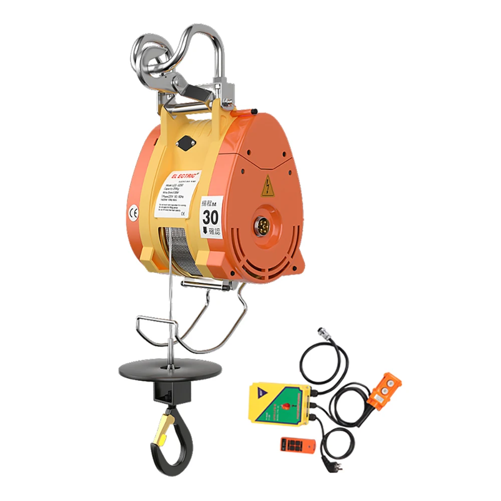 

220V Household Portable Suspended Small Hoister Ultra High Efficiency Cable Winch Mini Electric Hoist Crane Lifter Load 160KG