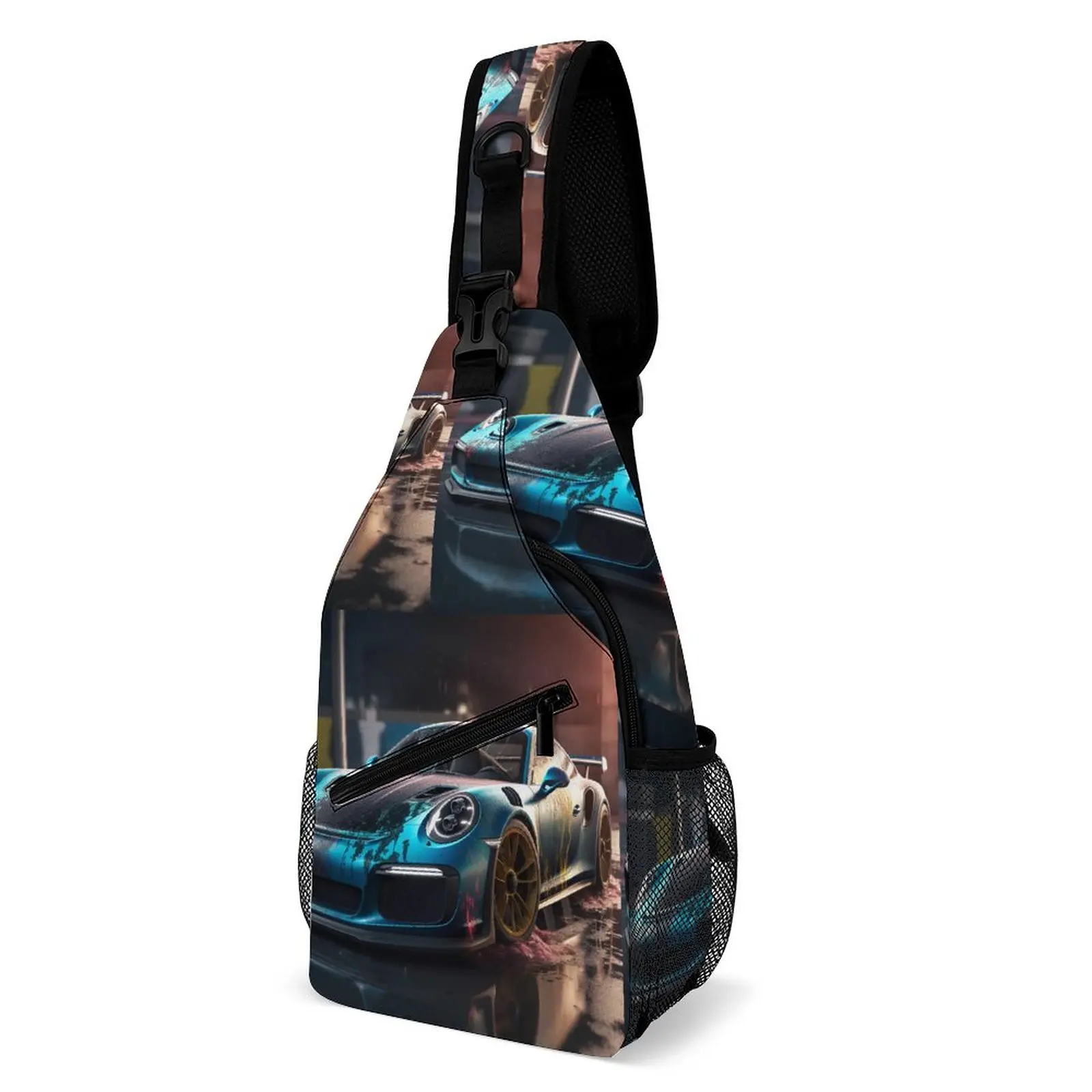 

Classic Sports Car Chest Bags Explosion Liquid Splash Trip Shoulder Bag Casual Print Crossbody Bag University Outdoor Sling Bags