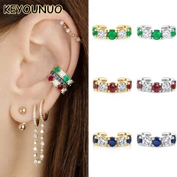 keyounuo gold silver filled ear cuffs earrings for women cz non pierced colorful zircon clip earring wedding jewelry wholesale
