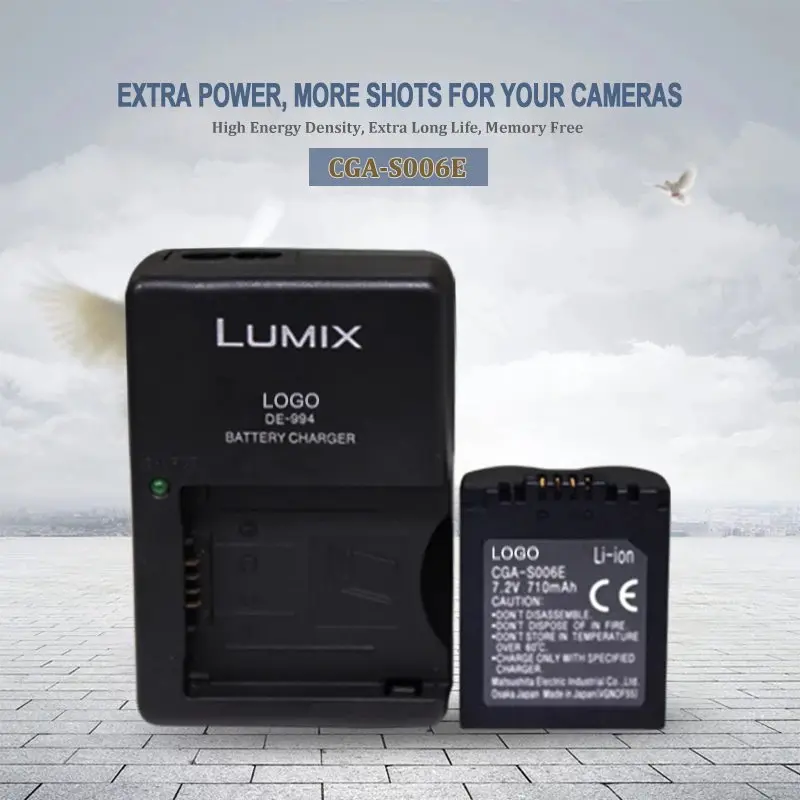 

1pc Durable 7.2V 710mah CGA-S006 S006E Digital Camera Battery CGR-S006E DMW-BMA7 DMC-FZ7 FZ8 FZ18 FZ28 With DE-994 charger
