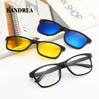 kandrea vintage square 6 in 1 polaroid sunglasses women men glasses frame new optical myopia prescription eyewear magnetic 2201