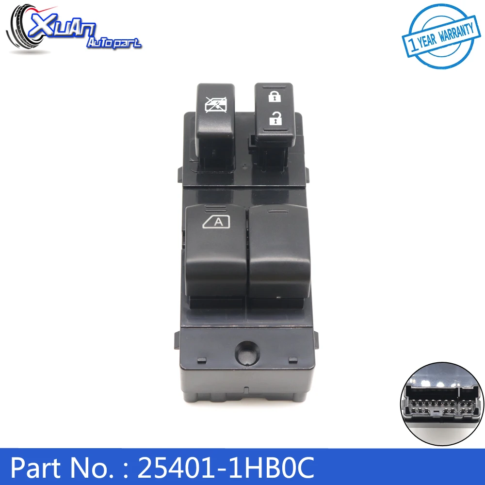 

Выключатель окна питания левого драйвера XUAN 25401-1HB0C для NISSAN SUNNY, VERSA 2012 NOTE 2014-2016 MICRA K13 2010-2018 25401-3BB0C