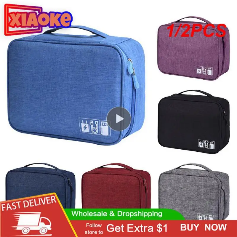 

1/2PCS Portable Digital Storage Bag USB Gadget Waterproof Cable Organizer Pouch Electronics Devices Accessories Digitals Pack