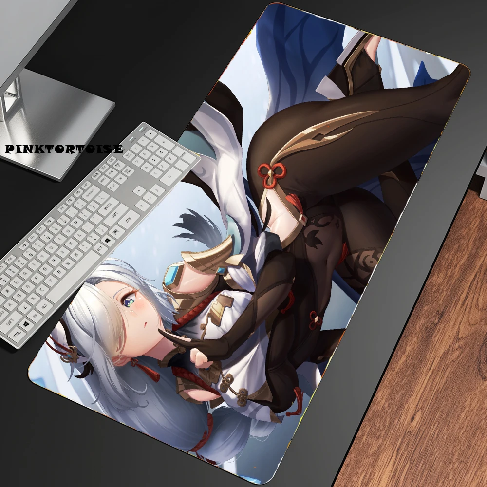 

PINKTORTOISE Anime shenhe genshin impact Mousepad HD Printing Computer Locking Lock Edge Mouse Pad Keyboard PC Desk Pad Csgo Pad