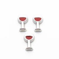 10pcslot metal enamel red wine glass floating charms fit diy living glass memory locket pendant necklace jewelry making