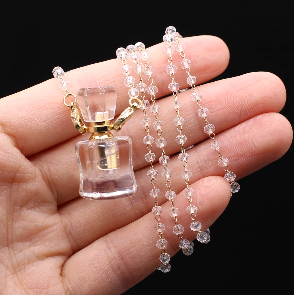 

Essential Oil Diffuser Perfume Bottle Gemstone Aura Cube White Crystal Agate Charm Pendulum Pendant Necklace Jewelry Gift