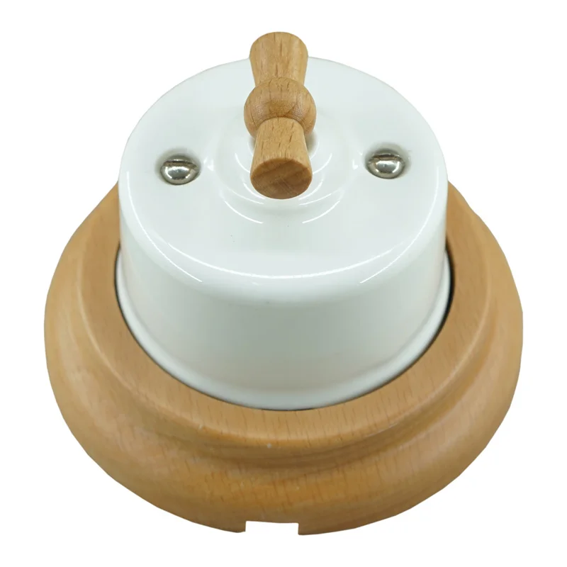 

Винтажный керамический поворотный выключатель, ретро, одноклавишный, двухсторонний, настенный выключатель, розетка 240 в, 10 А