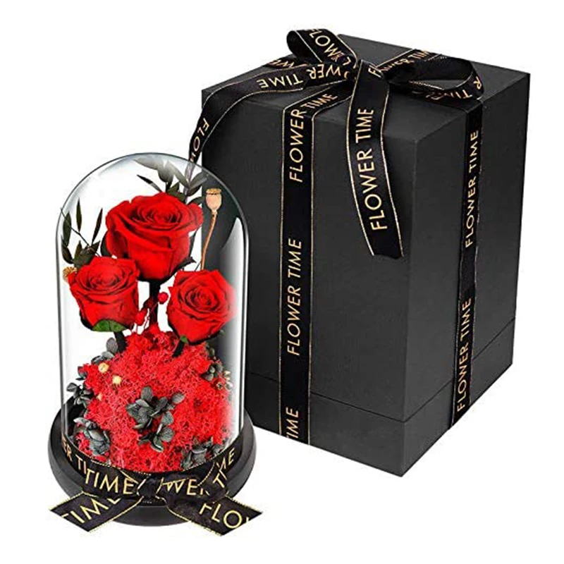 

Eternal Rose, Preserved Flower Rose Handmade Gift Box Rose in a Glass Dome, Valentine's Day, Anniversary for Friend,Red