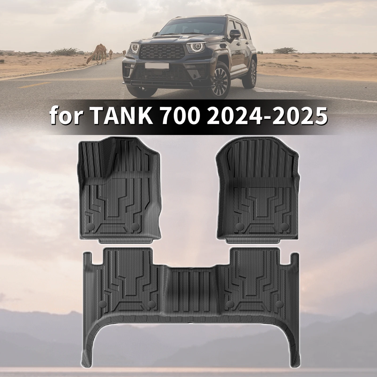 Фото Для WEY TANK 700 2024 2025 HI4-T Hybrid LHD: Высокоэластичные коврики из TPE для салона и багажника, износостойкие, легко чистятся (не для праворульных авто) №1