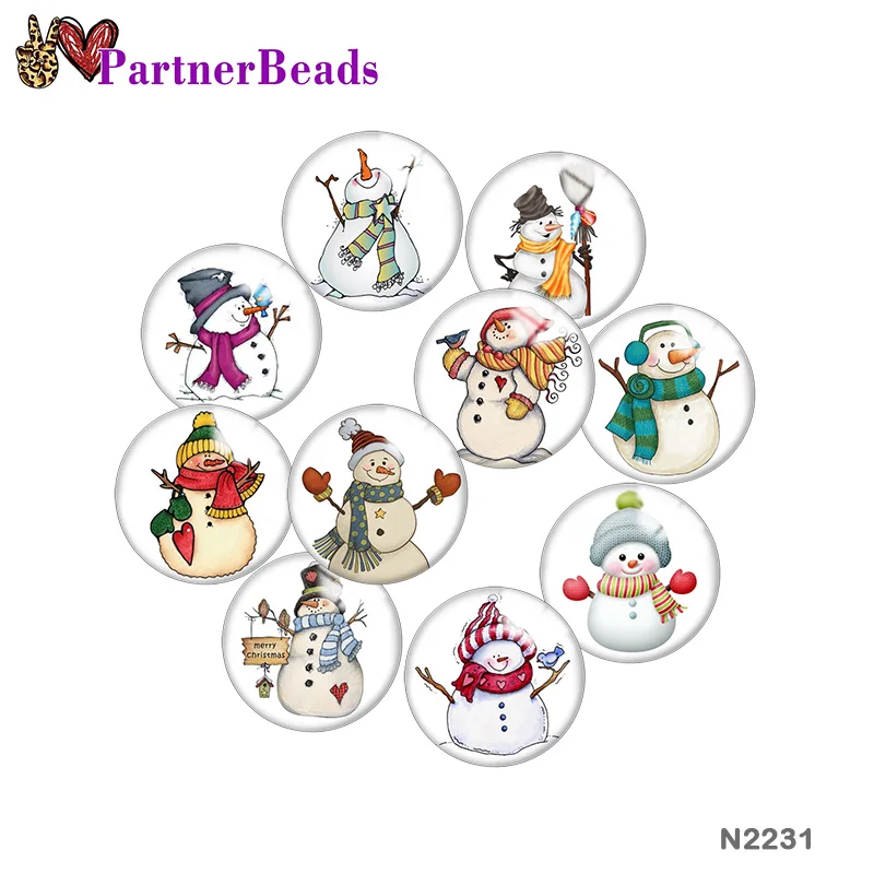 

Christmas Snowman Image printing metal DIY snap button accessories Fit bag hat Clothes shoes N2231