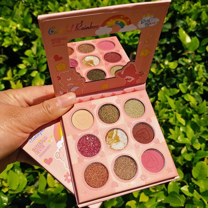 

Cartoon Bear 9 Colors Eye Shadow Plate Shimmer Matte Shimmering Powder Sequels Makeup Palette Stage Makeup Eyeshadow Palette